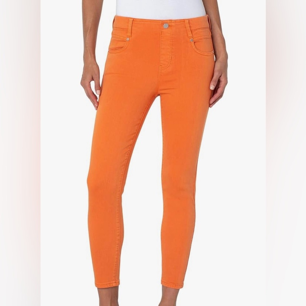 Liverpool Gia Glider Crop Skinny Jeans Orange Twist Size 16/33 NWT